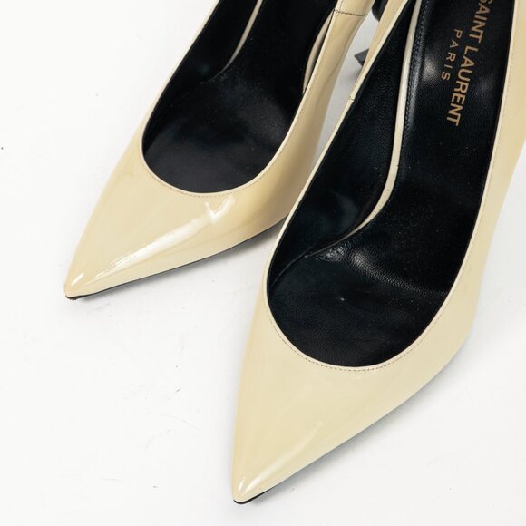 Saint Laurent Opyum Cream Patent YSL Cassandre Pointed-Toe Pumps - Picture 6 of 10